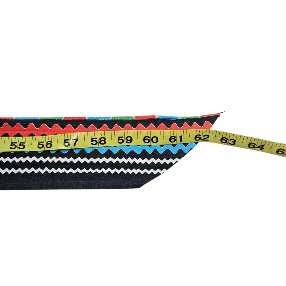 Vintage‎ Half Apron Black Blue Novelty Zig Zag Stripe Pocket Kitchen Baking Trad
